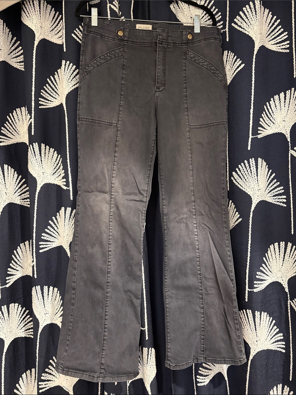 Pilcro Charcoal Gray Flared Utility Pants